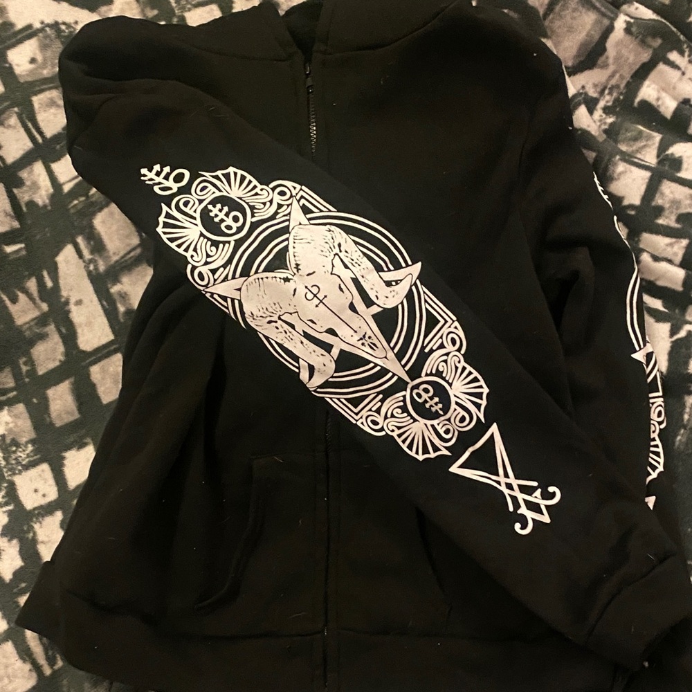 Black Hoodie with White Graphic Design